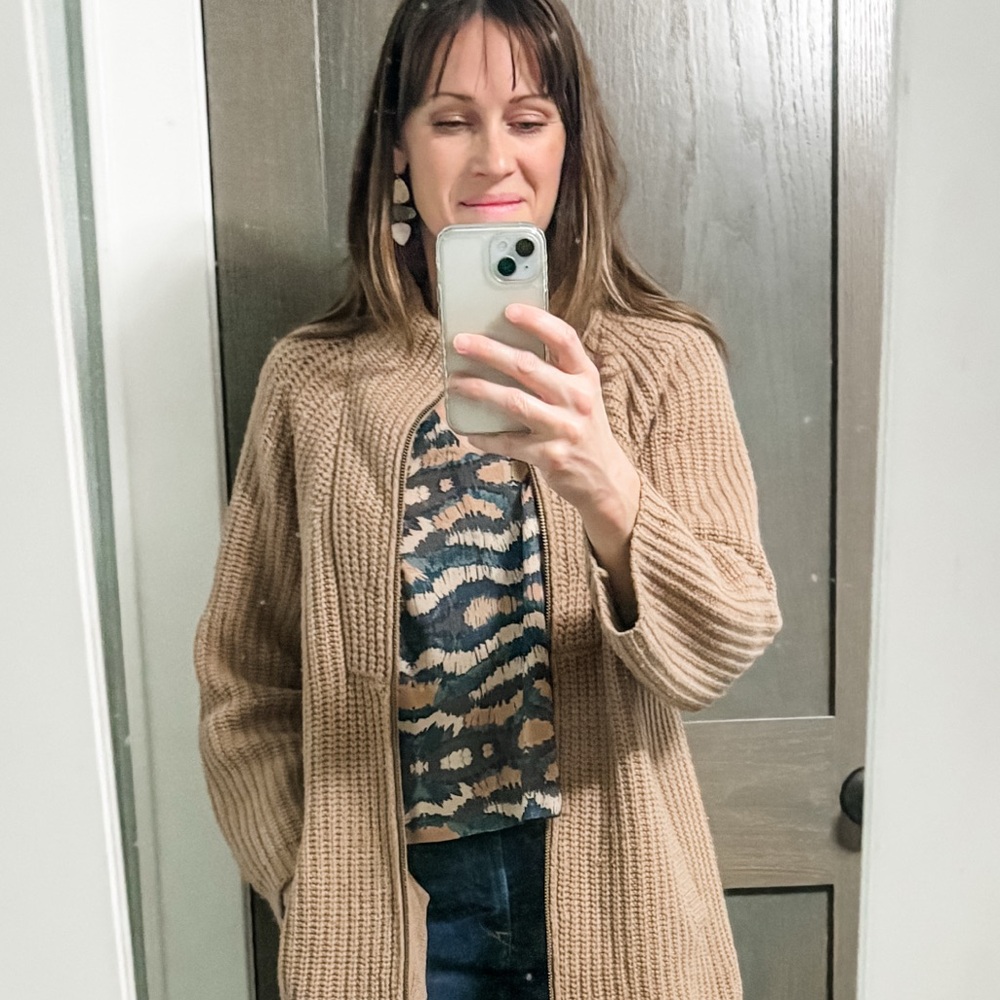 Oversized boxy top in Vinita Sky, size 1; sold out Noonday crinkle crepe blouse